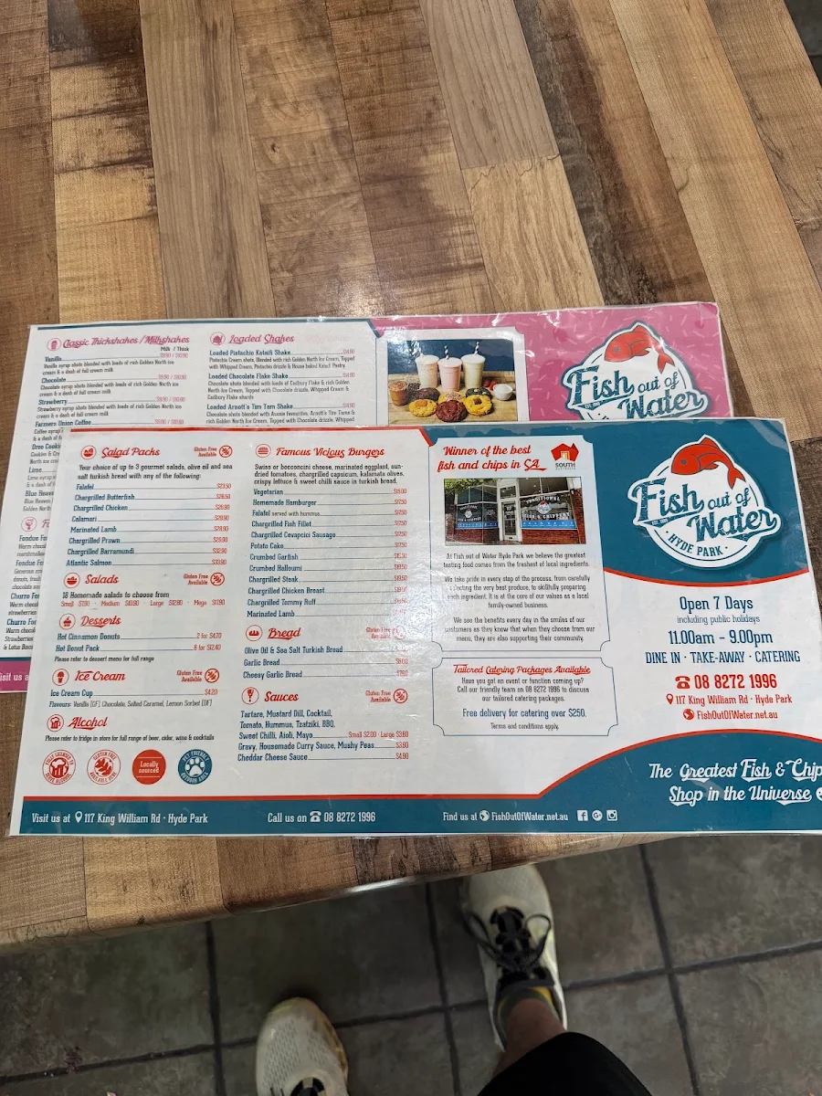 Menu, Fish Out of Water Hyde Park