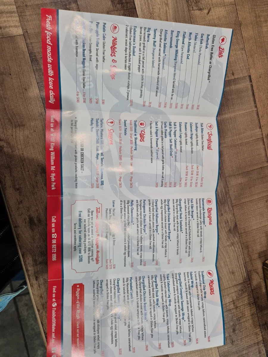 Menu, Fish Out of Water Hyde Park
