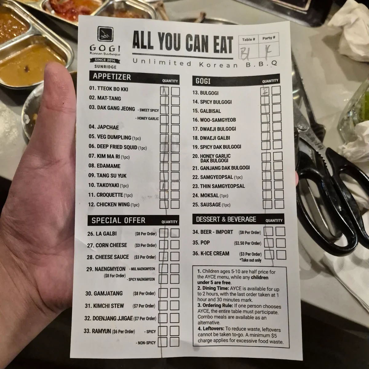 Menu, Gogi Korean BBQ - Sunridge, NE Calgary