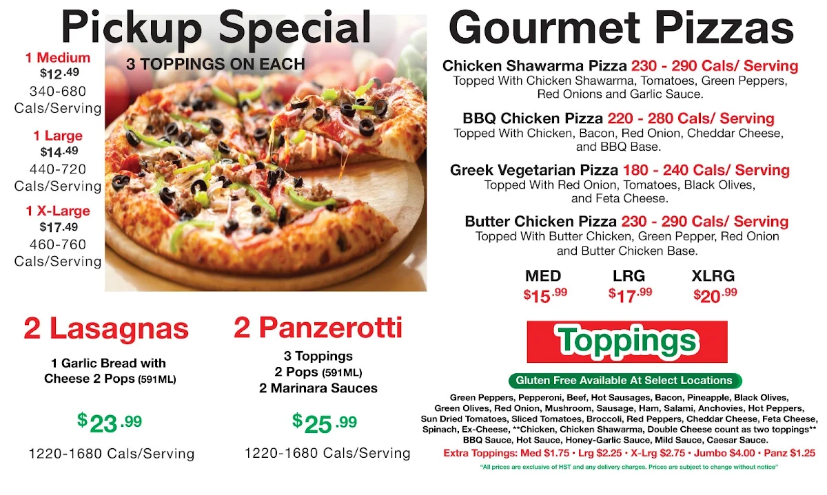 Menu, Tito’s pizza Hillsburgh