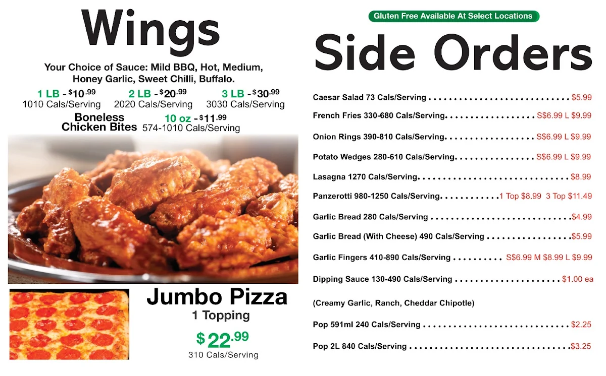 Menu, Tito’s pizza Hillsburgh