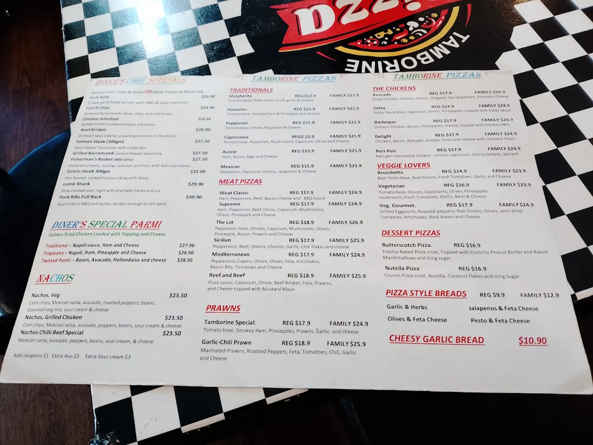 Menu, Tamborine Diner