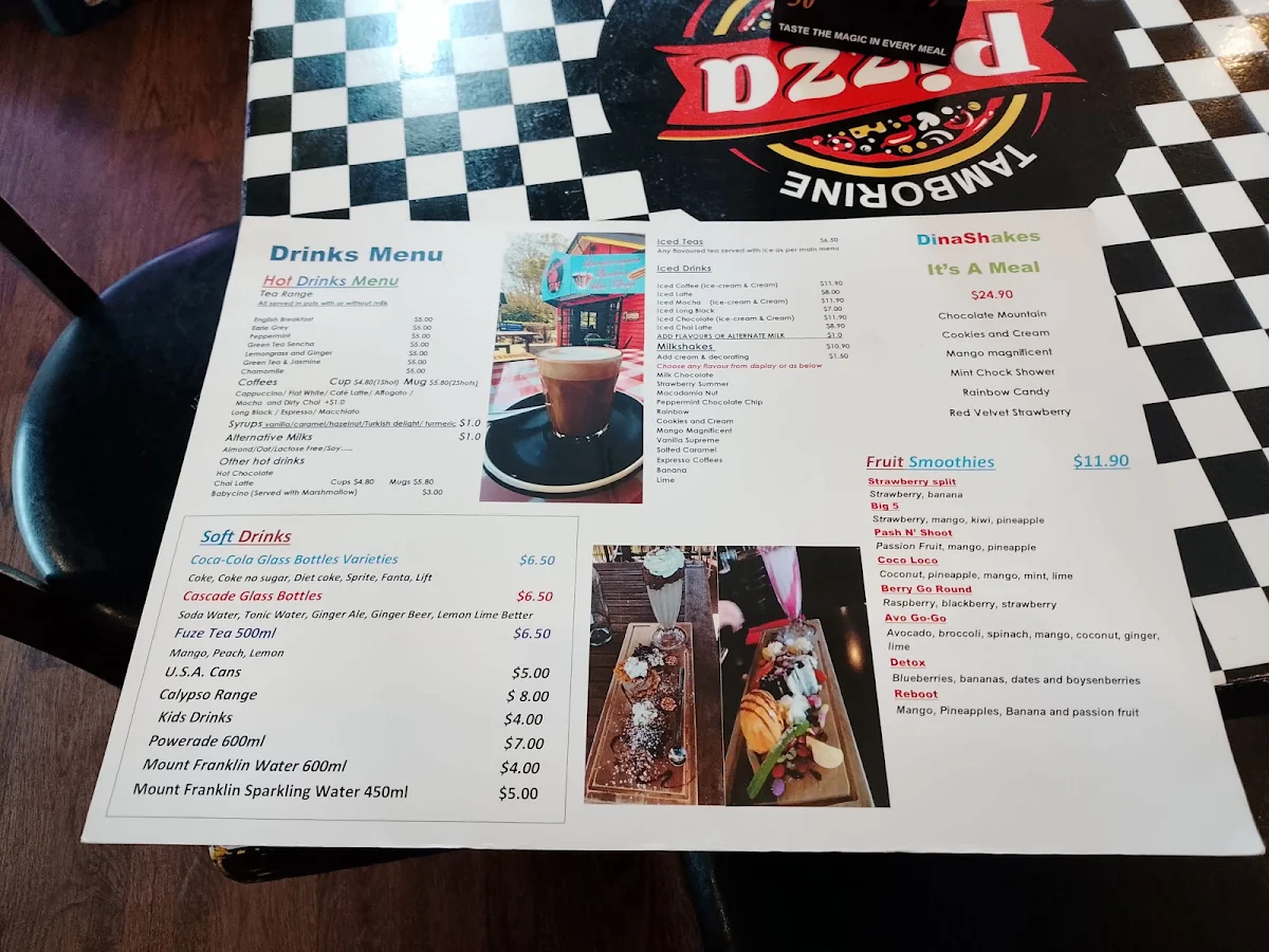 Menu, Tamborine Diner