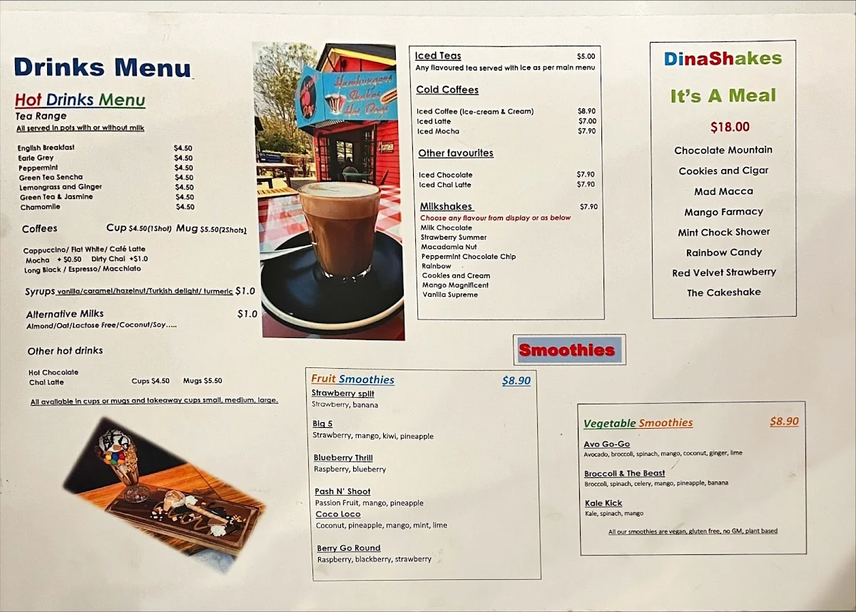 Menu, Tamborine Diner