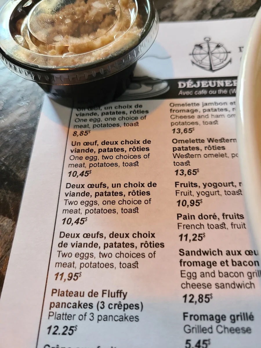 Menu, Resto Pub Gaspésien