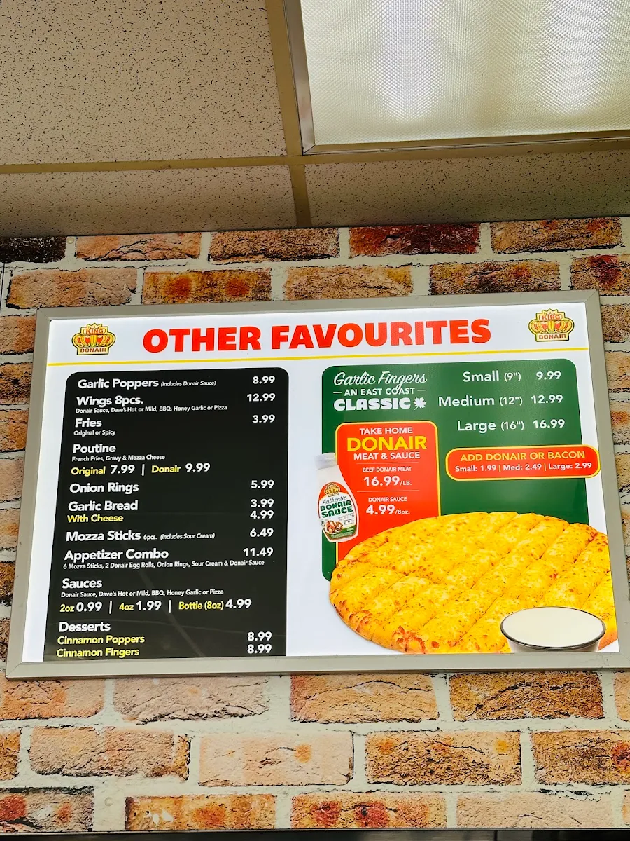 Menu, King of Donair