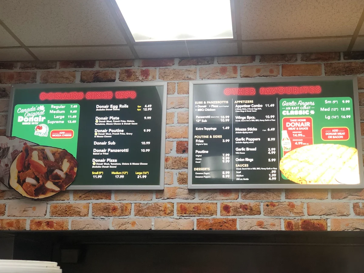 Menu, King of Donair