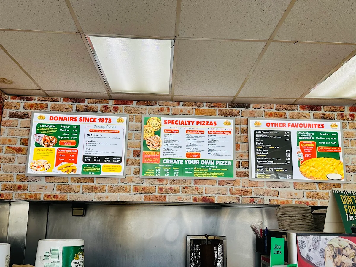 Menu, King of Donair
