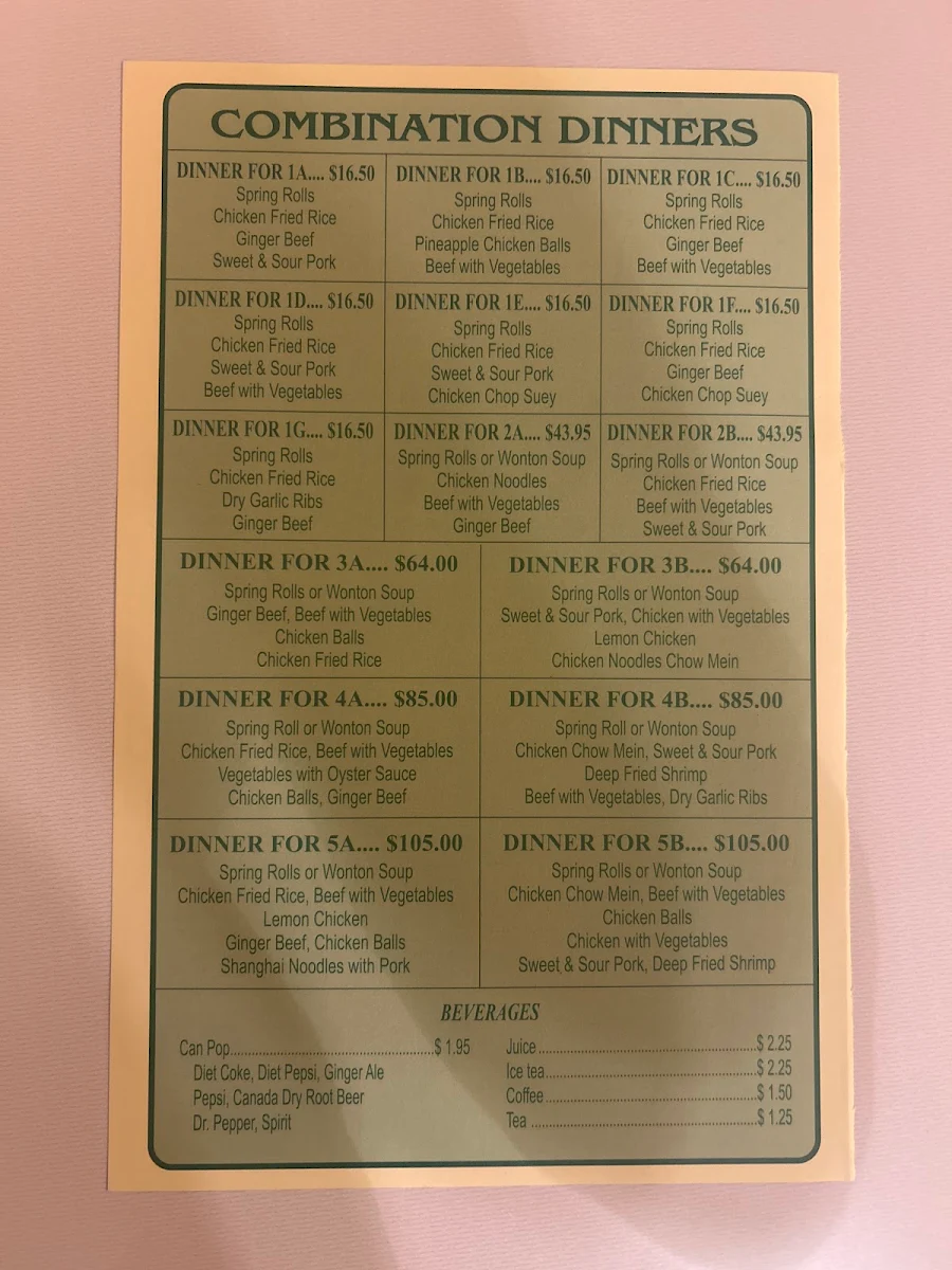 Menu, Mark's kitchen