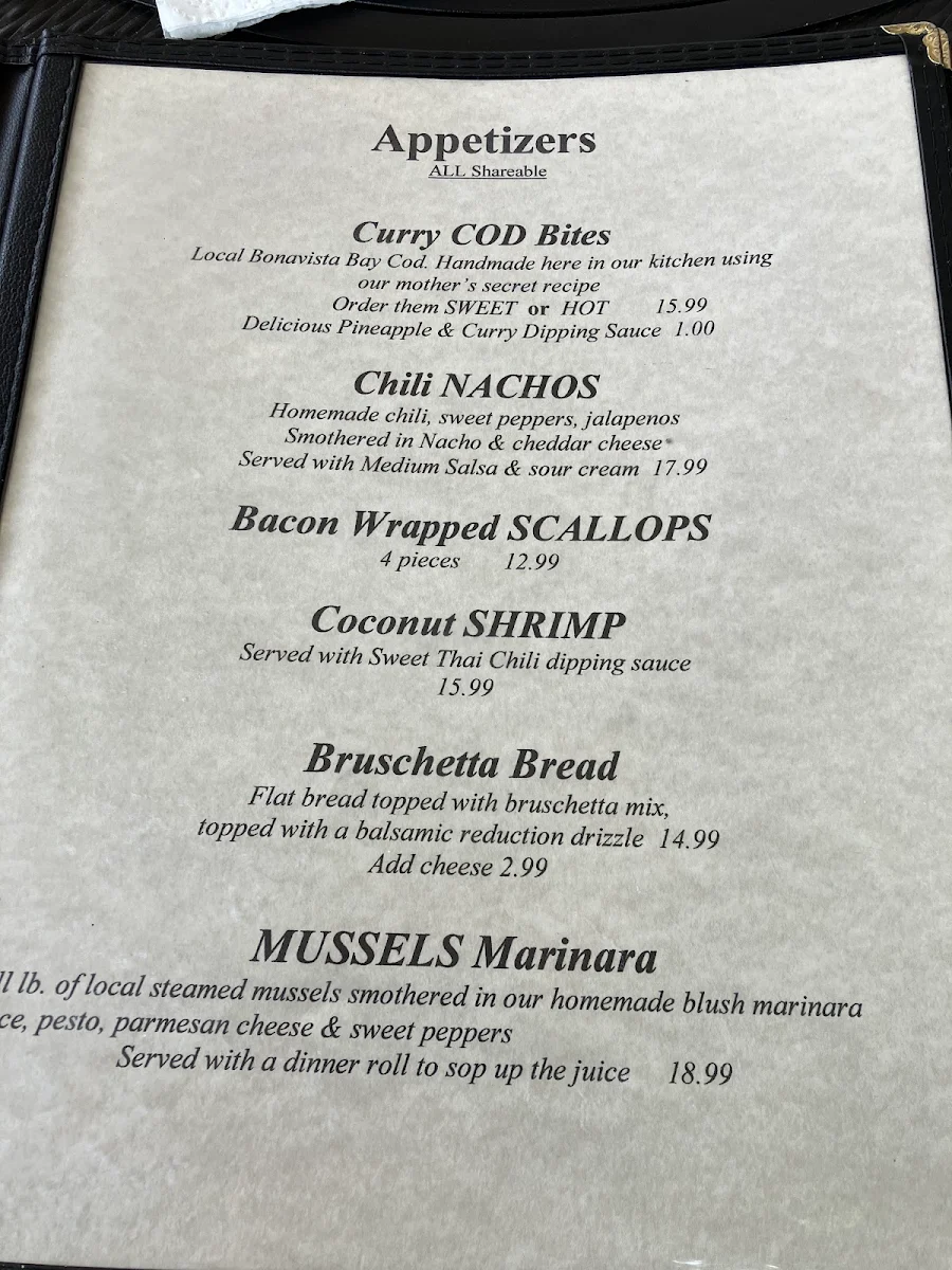 Menu, Mifflin's Tea Room