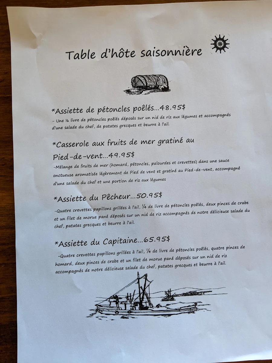 Menu, Maisonnee des Iles