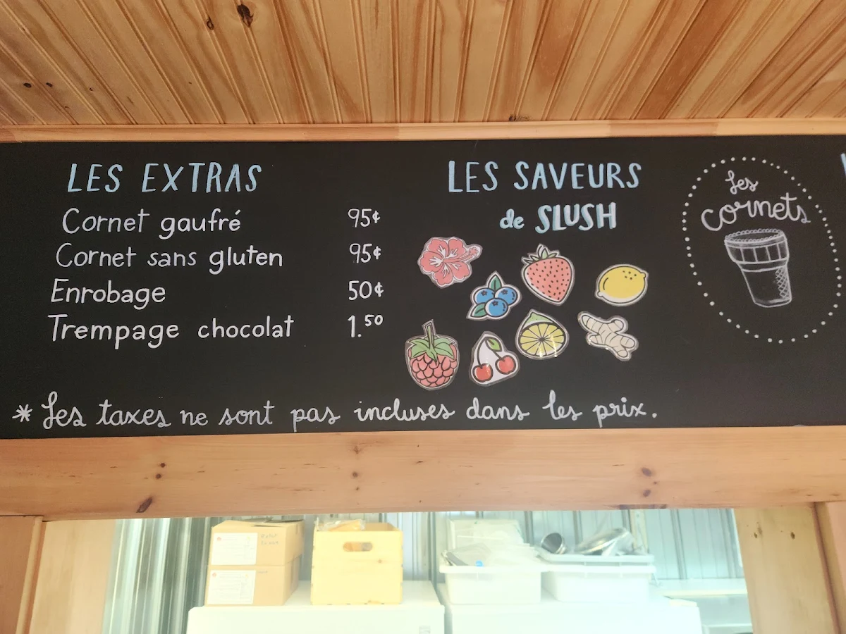 Menu, La Cabane à Glaces