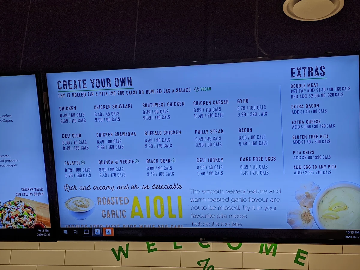 Menu, Pita Pit