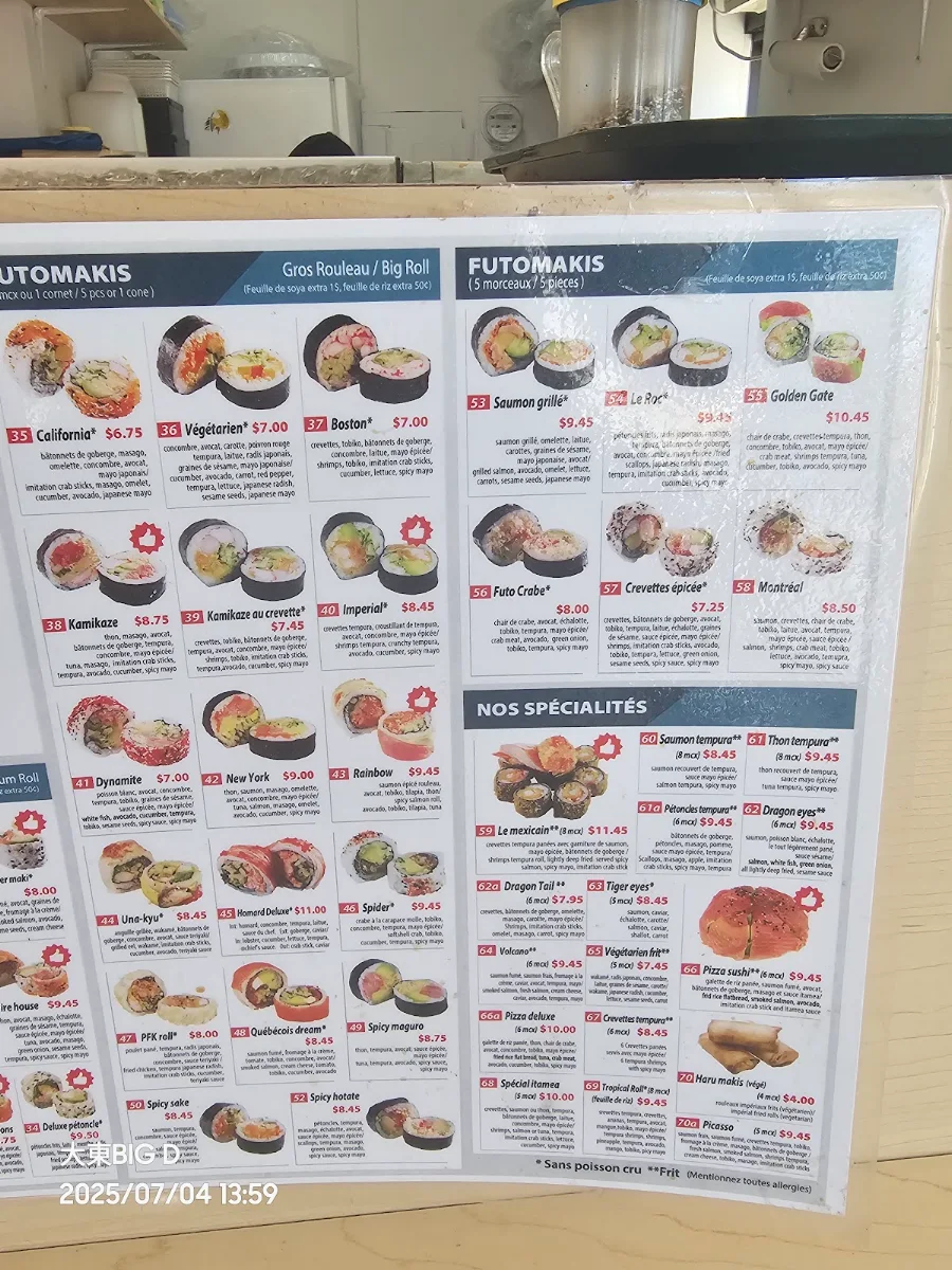 Menu, Itamea sushi