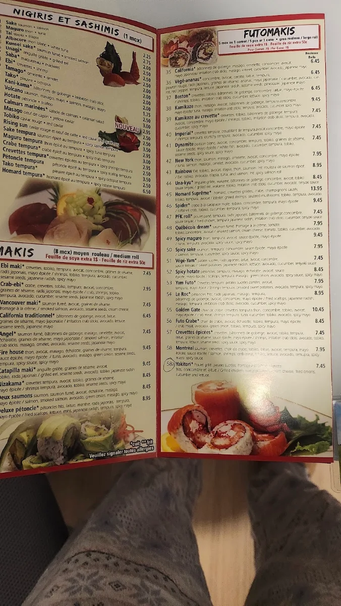 Menu, Itamea sushi
