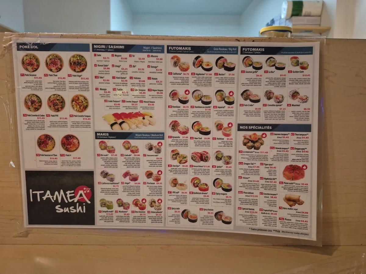 Menu, Itamea sushi