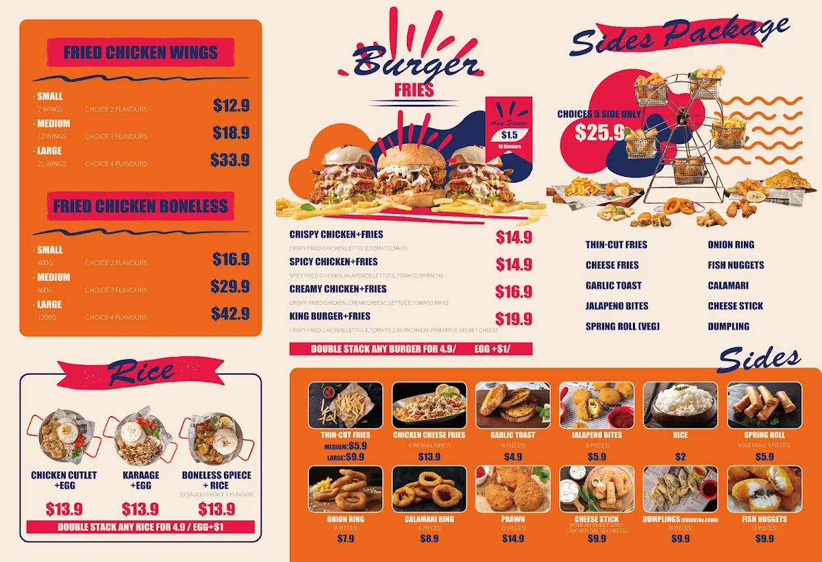 Menu, BUFWIN —chicken buffet & beer. Halal food
