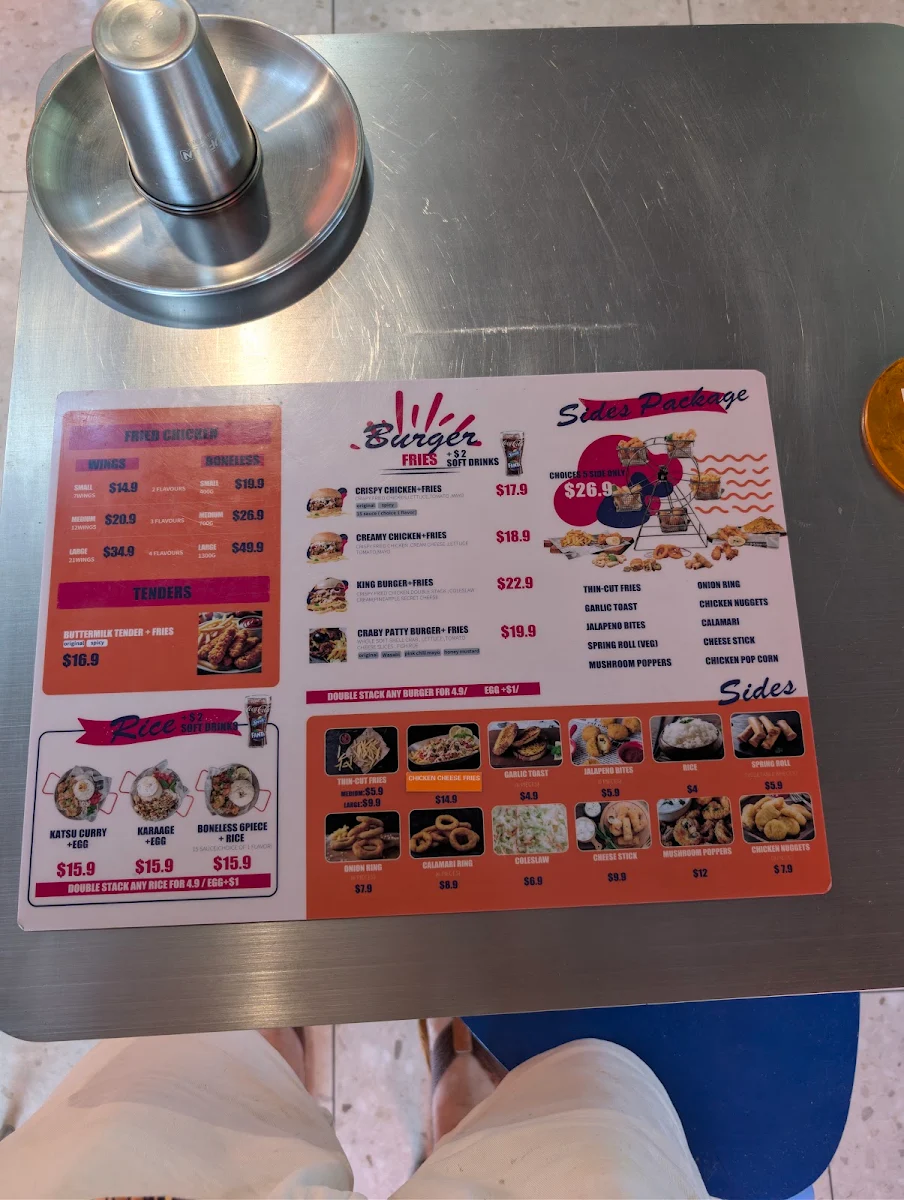 Menu, BUFWIN —chicken buffet & beer. Halal food
