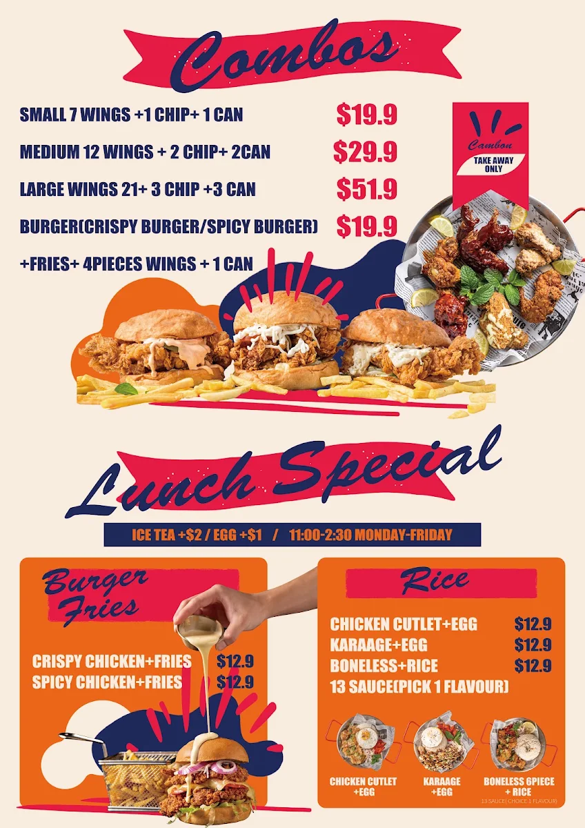 Menu, BUFWIN —chicken buffet & beer. Halal food
