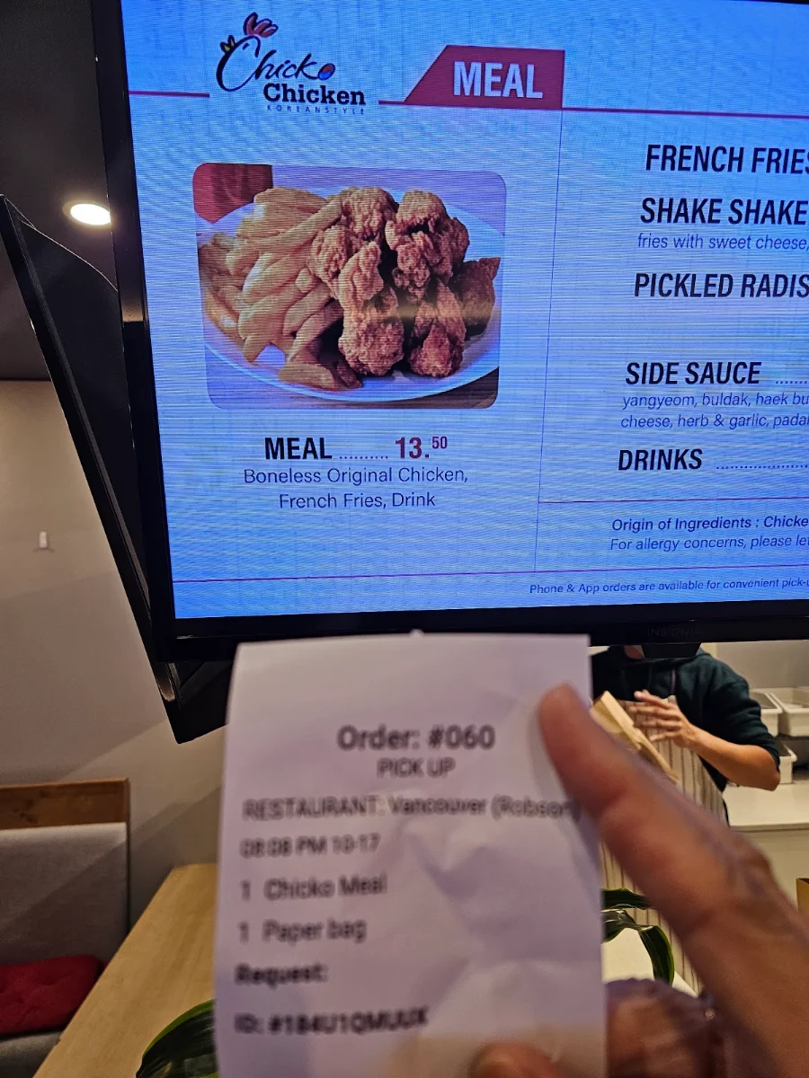 Menu, Chicko Chicken
