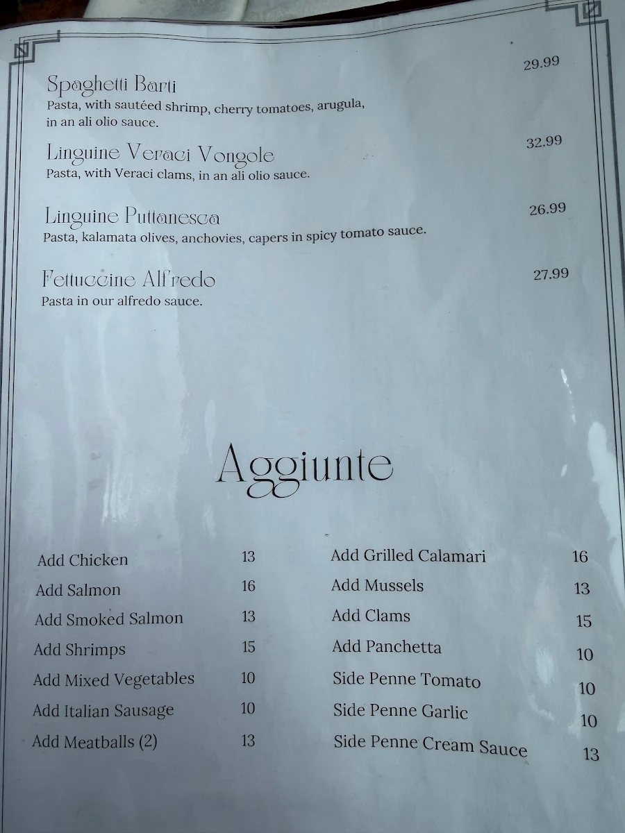 Menu, Vaticano Italian Restaurant Fort Erie
