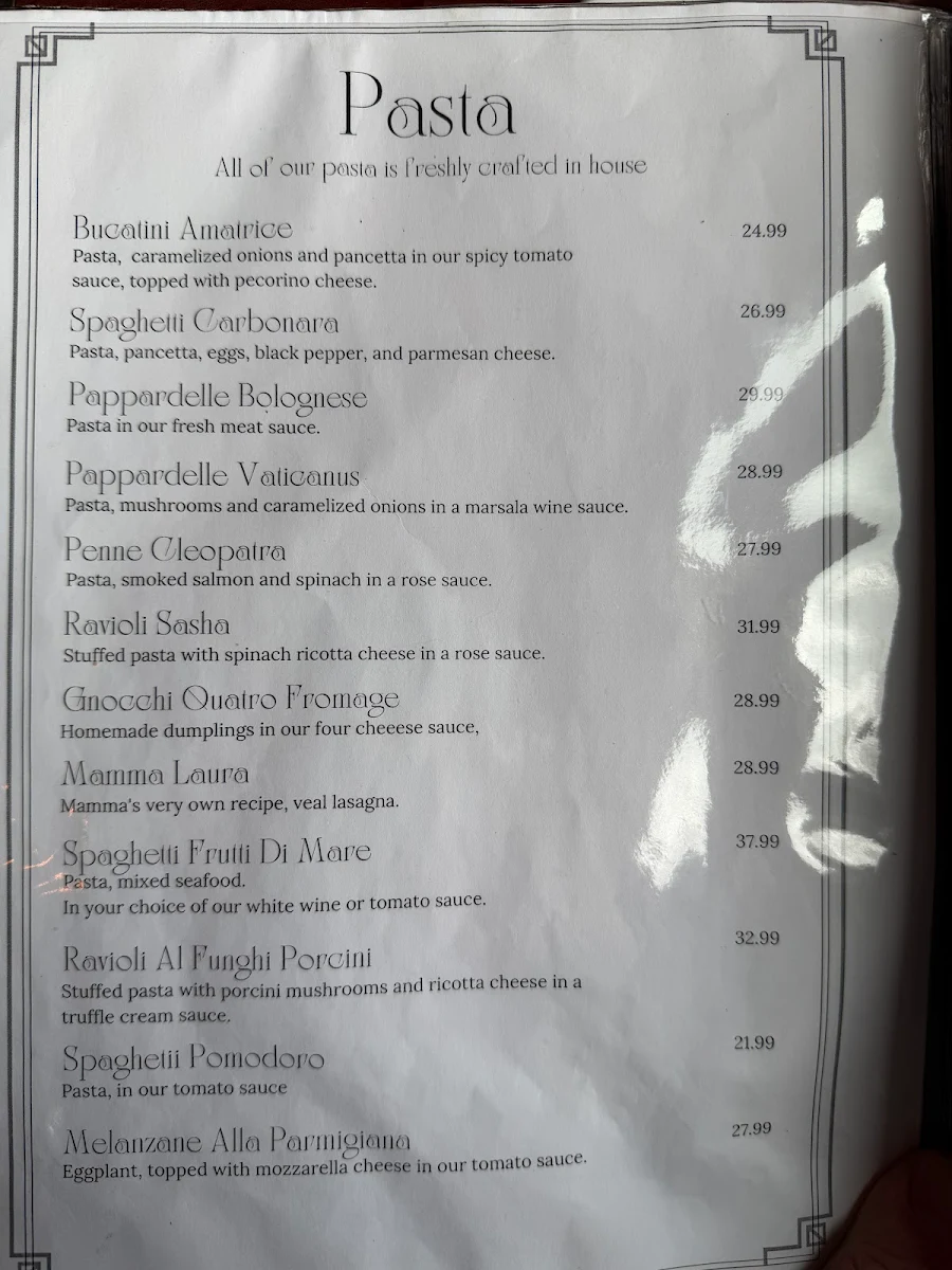 Menu, Vaticano Italian Restaurant Fort Erie