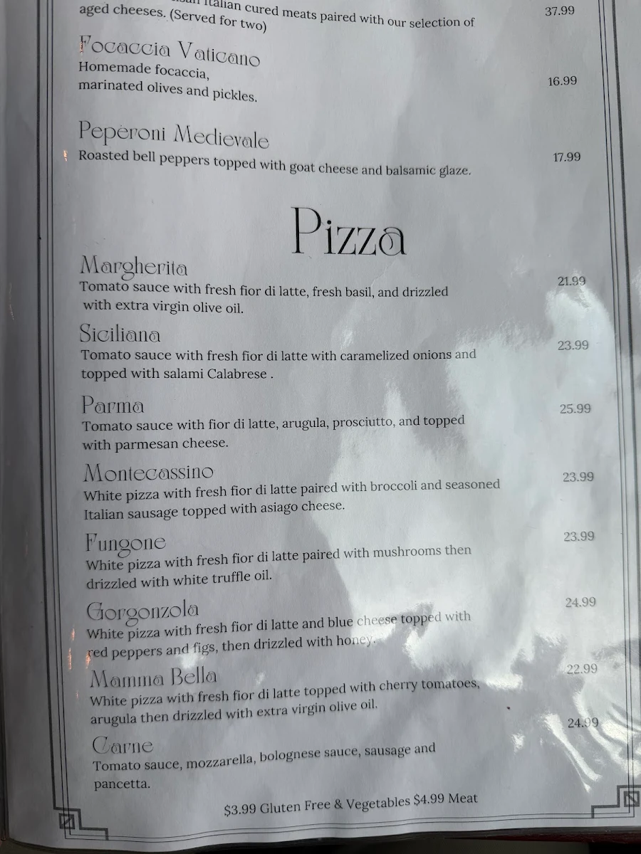 Menu, Vaticano Italian Restaurant Fort Erie