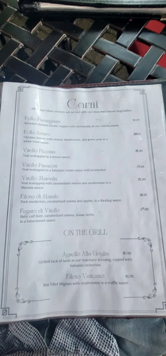Menu, Vaticano Italian Restaurant Fort Erie