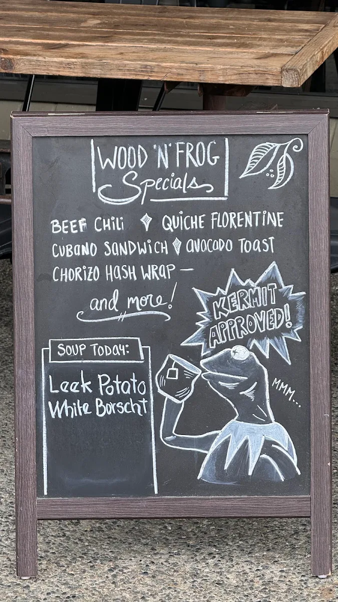 Menu, Wood N Frog Coffee Company