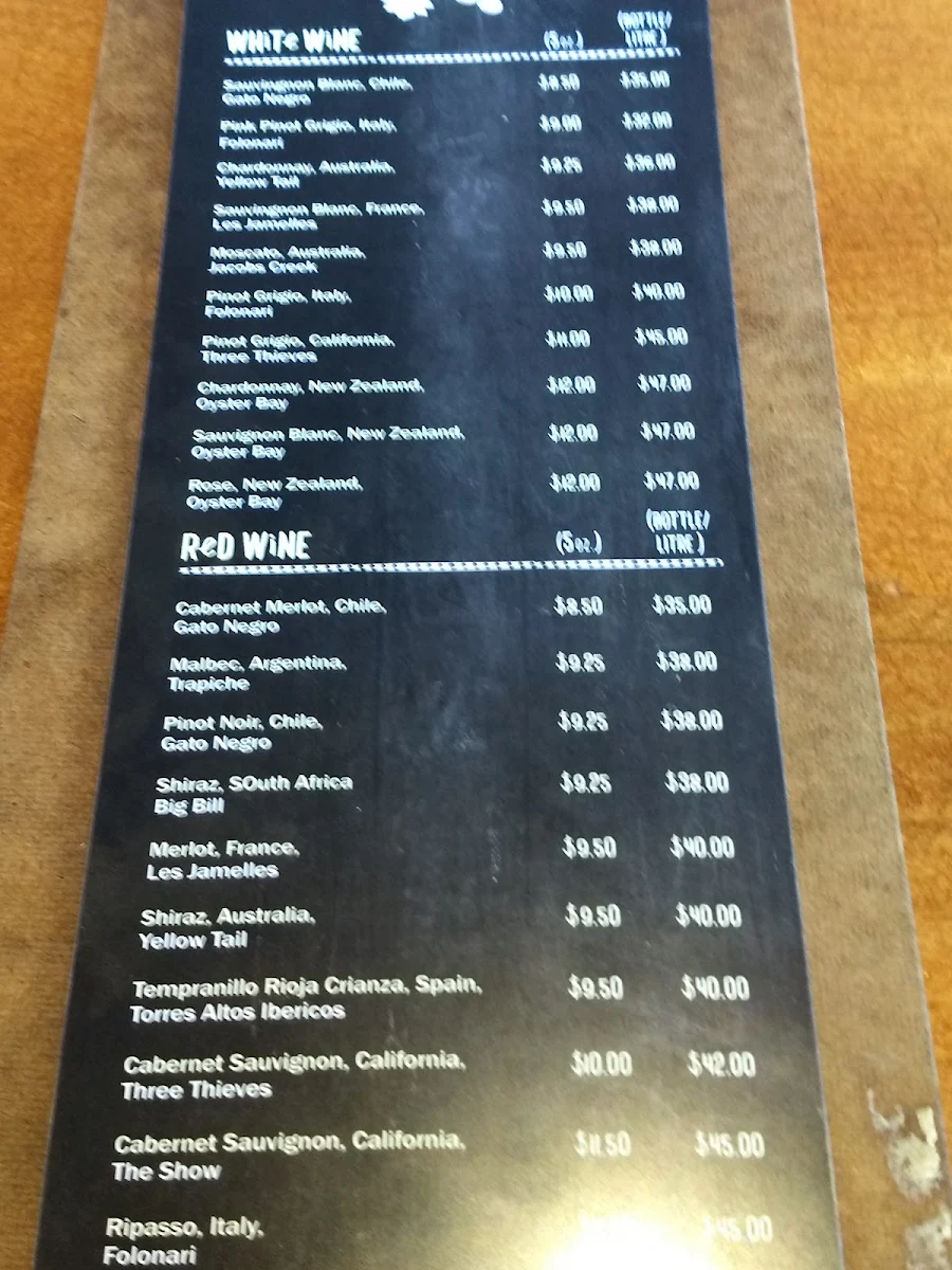 Menu, The Barley Mow (Brockville)