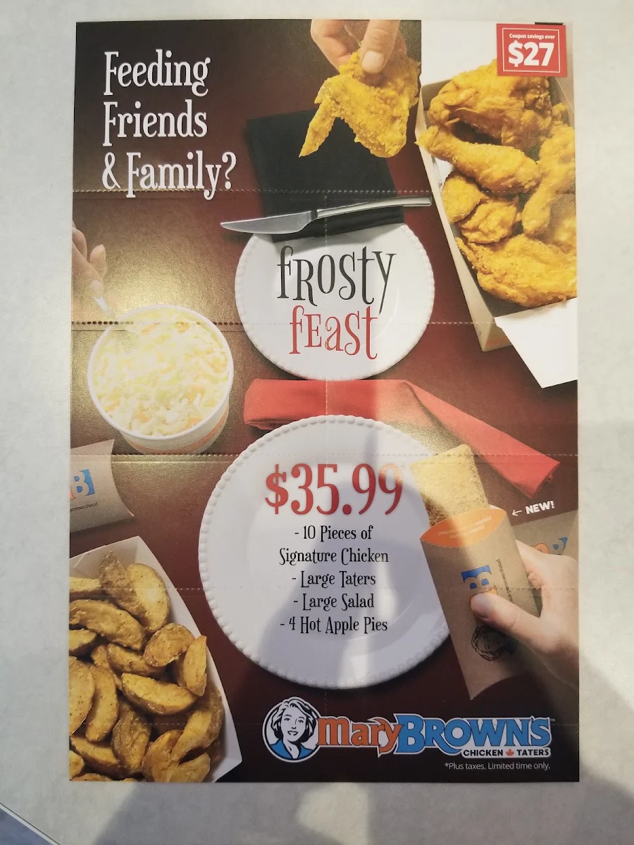 Menu, Mary Brown's Chicken