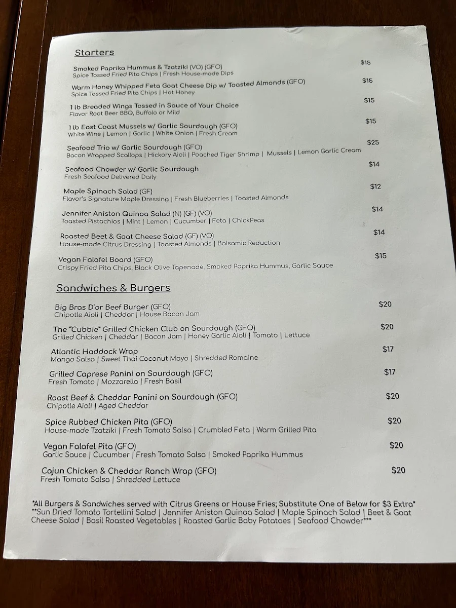 Menu, 828 Flavor Marina
