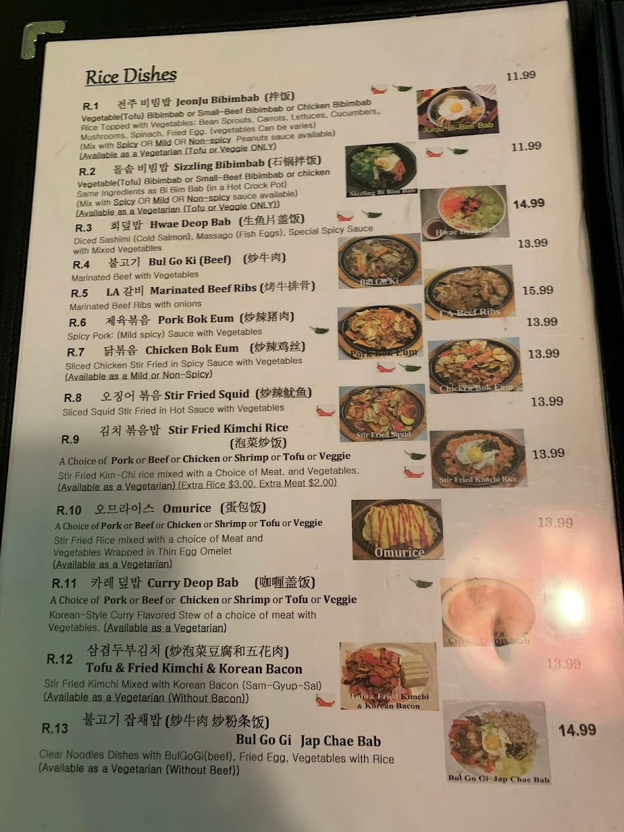 Menu, Windsor Seoul