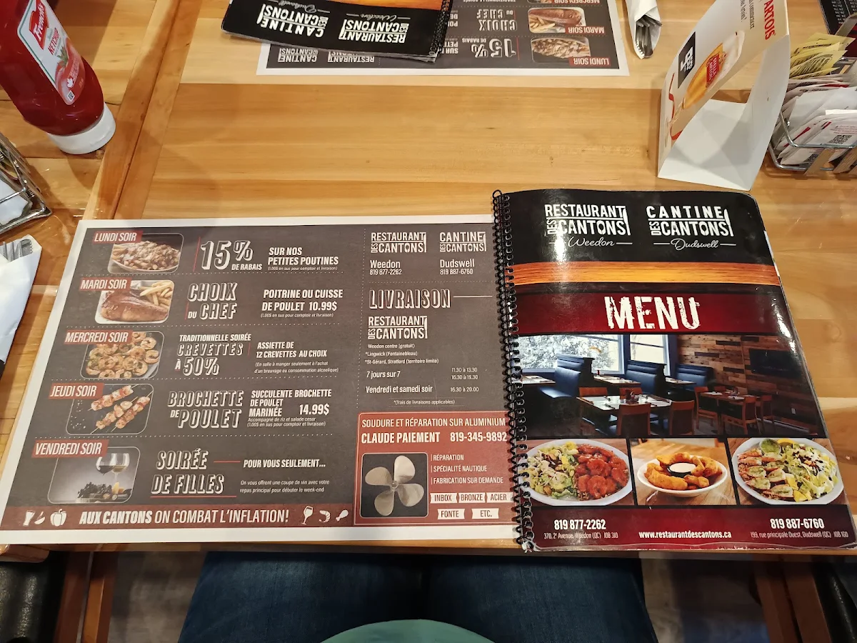 Menu, Restaurant des cantons