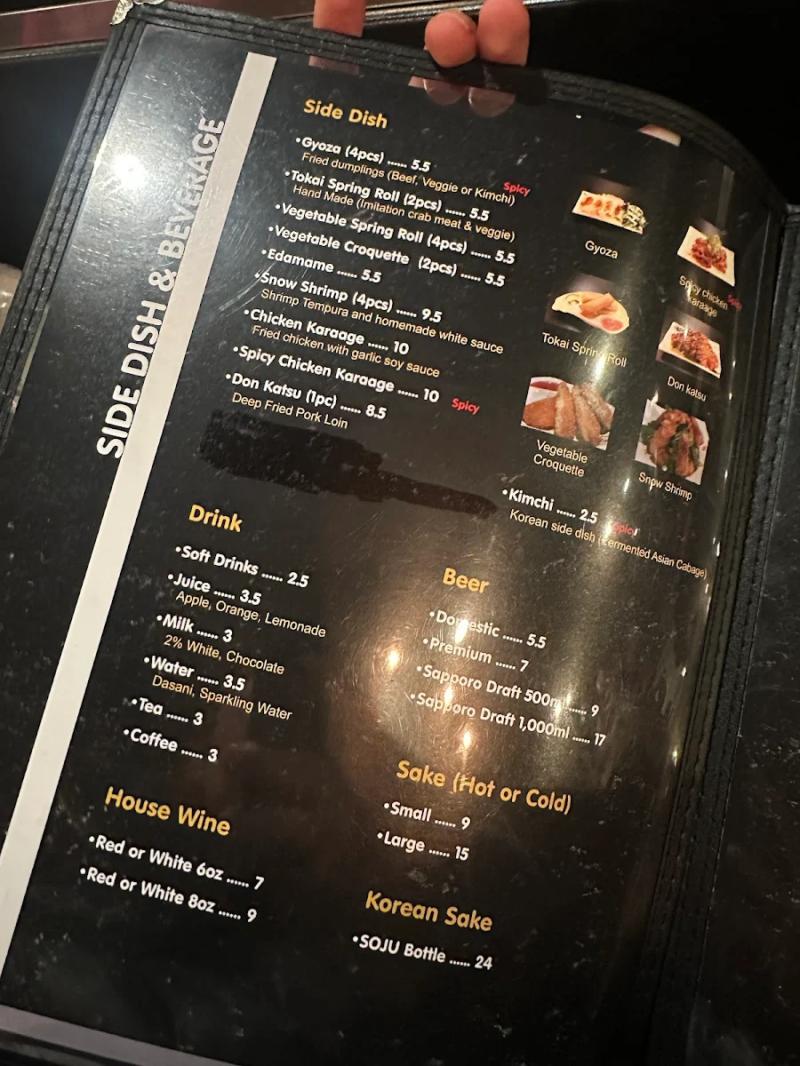 Menu, Tokai Ramen
