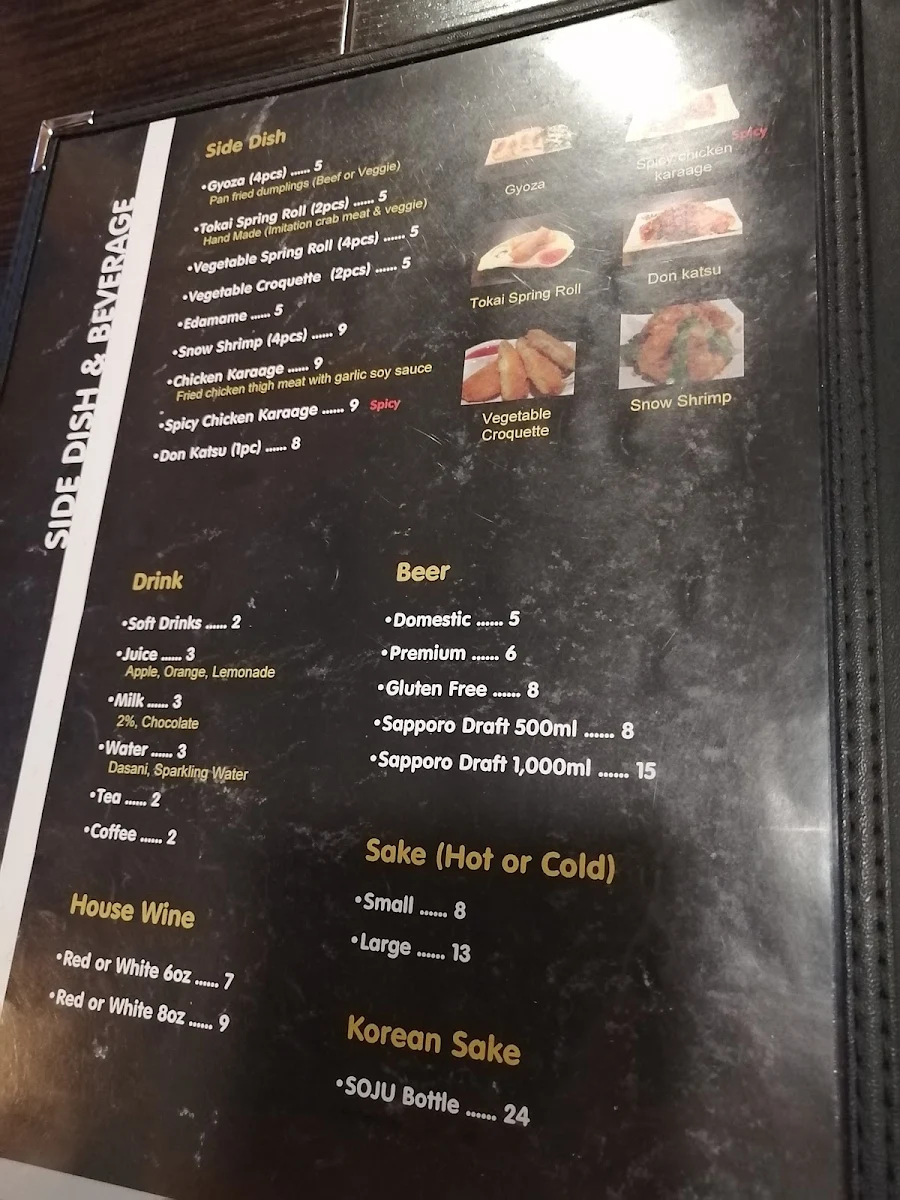 Menu, Tokai Ramen