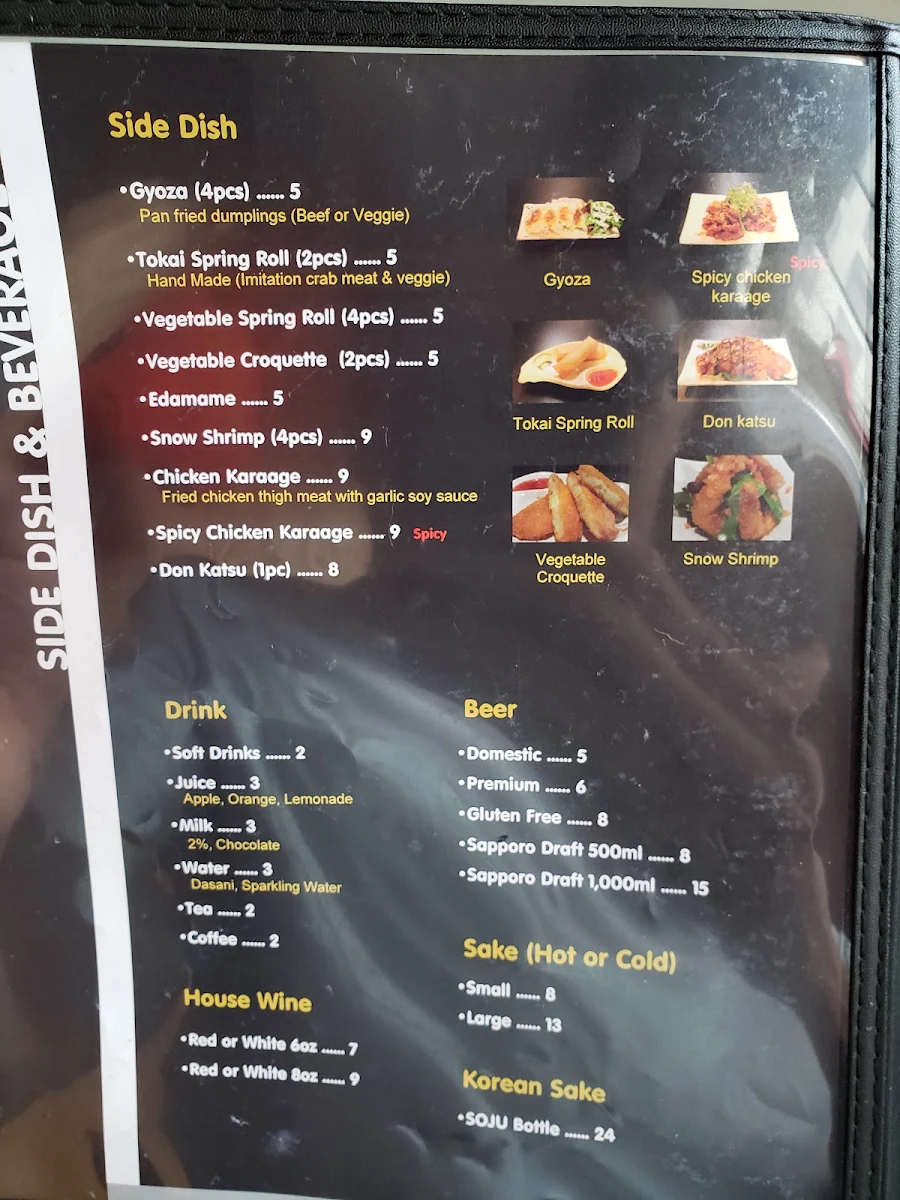 Menu, Tokai Ramen