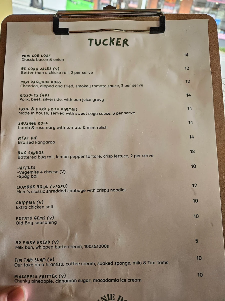 Menu, Bonnie Doon Public House