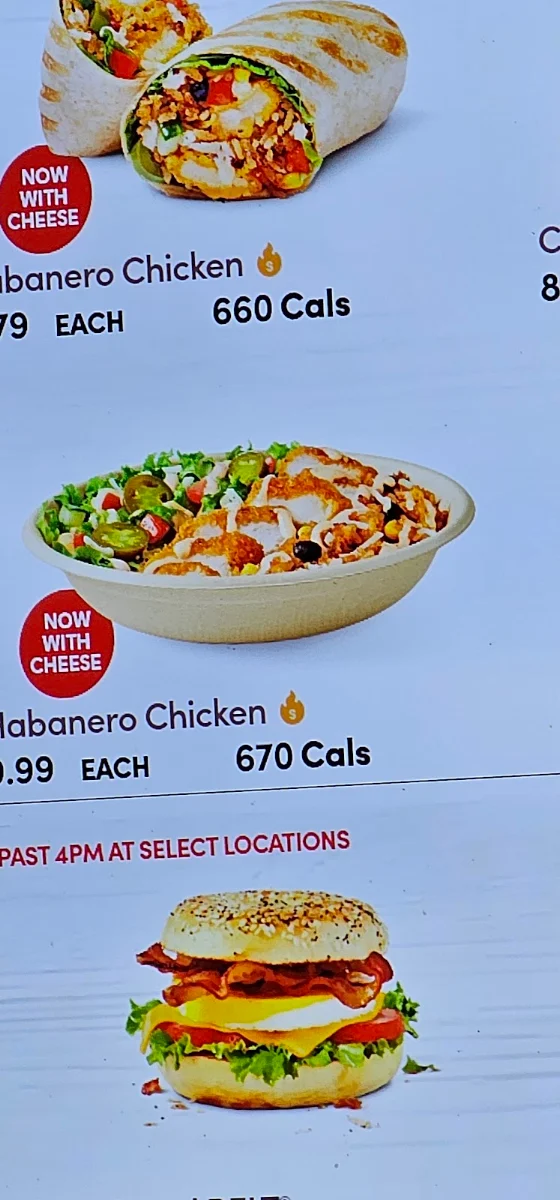 Menu, Tim Hortons