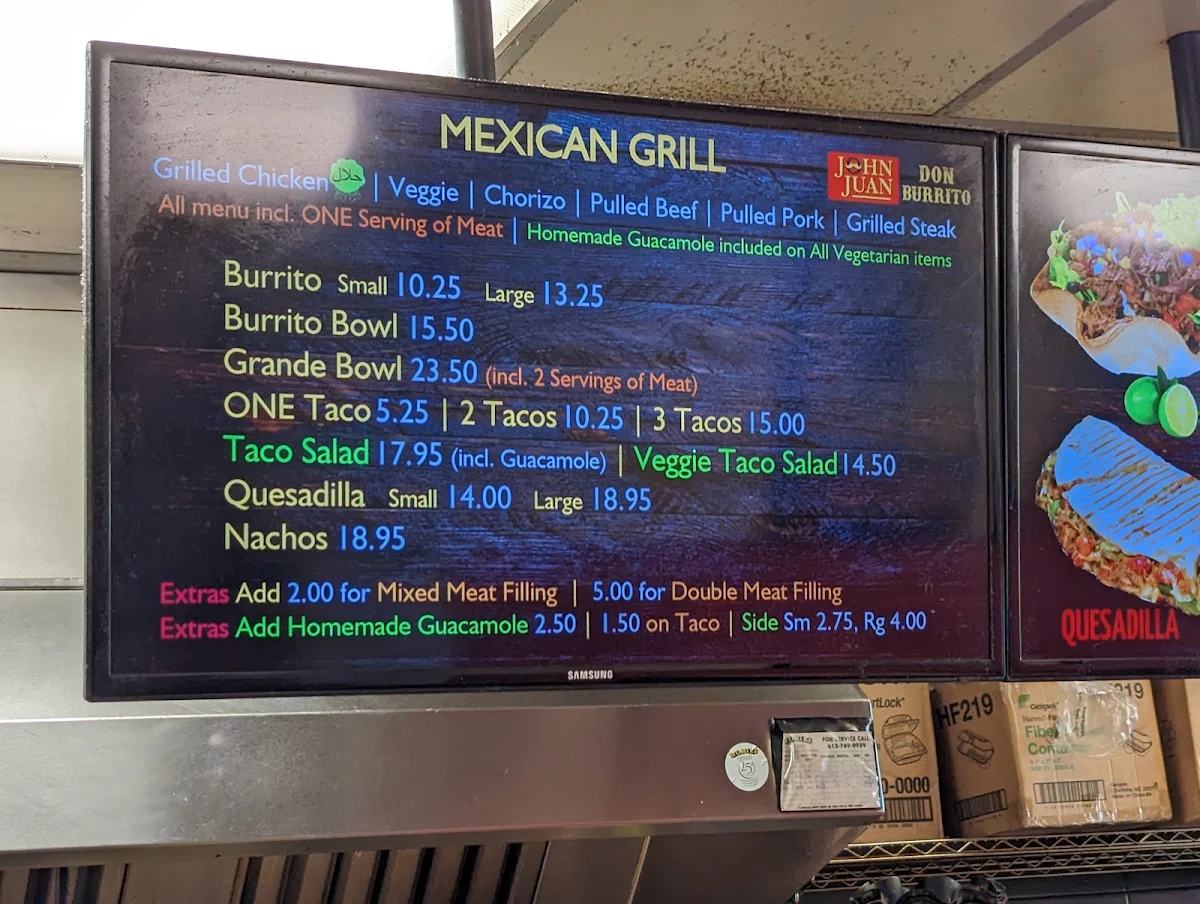 Menu, Don Burrito