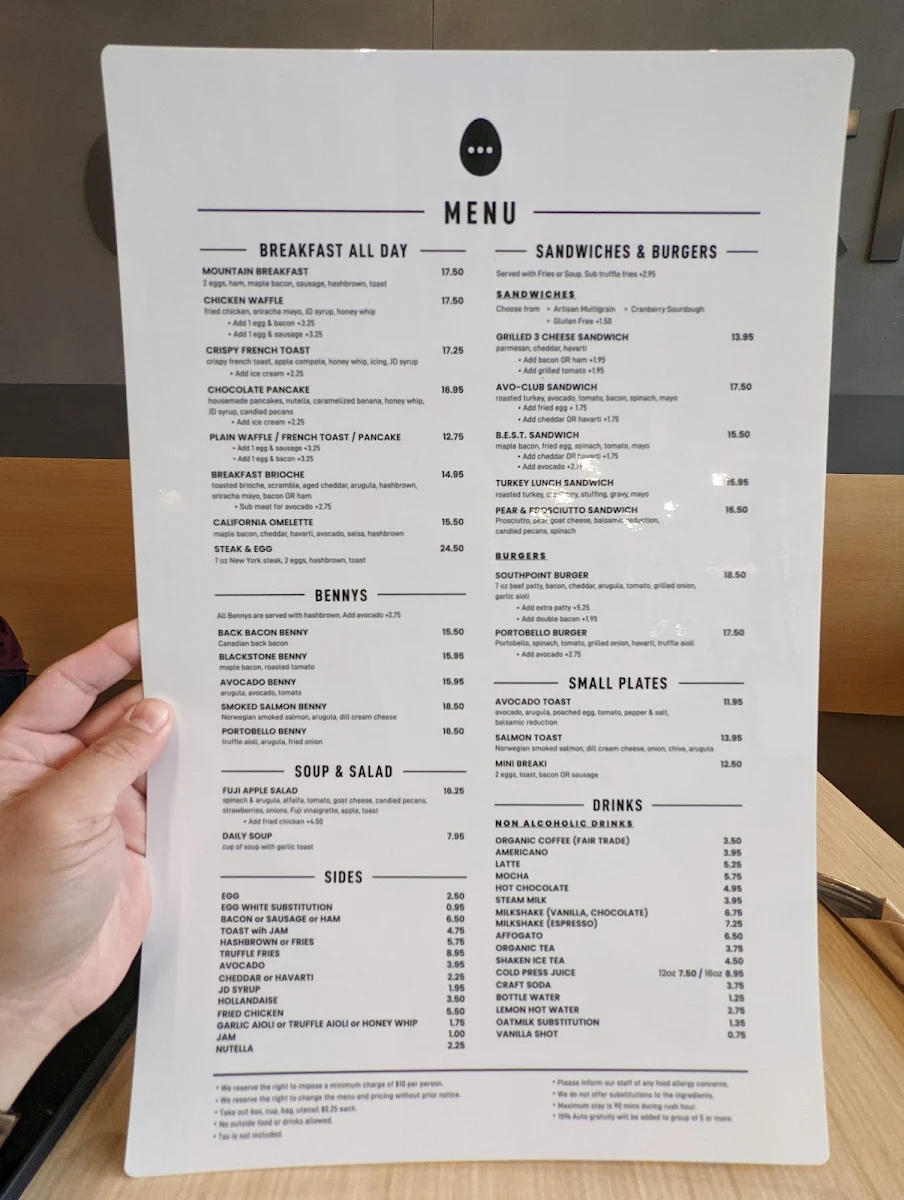 Menu, Eggcetra Breakfast Cafe