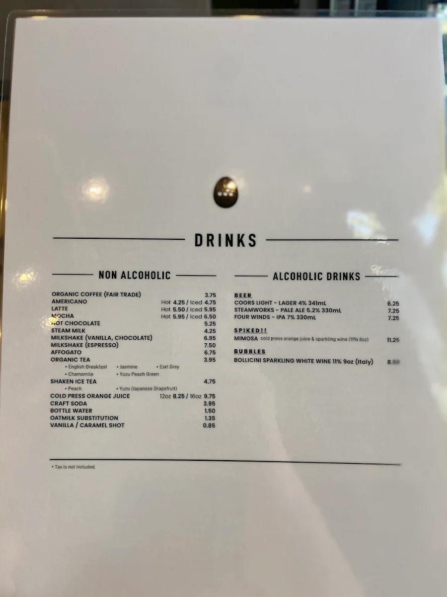 Menu, Eggcetra Breakfast Cafe