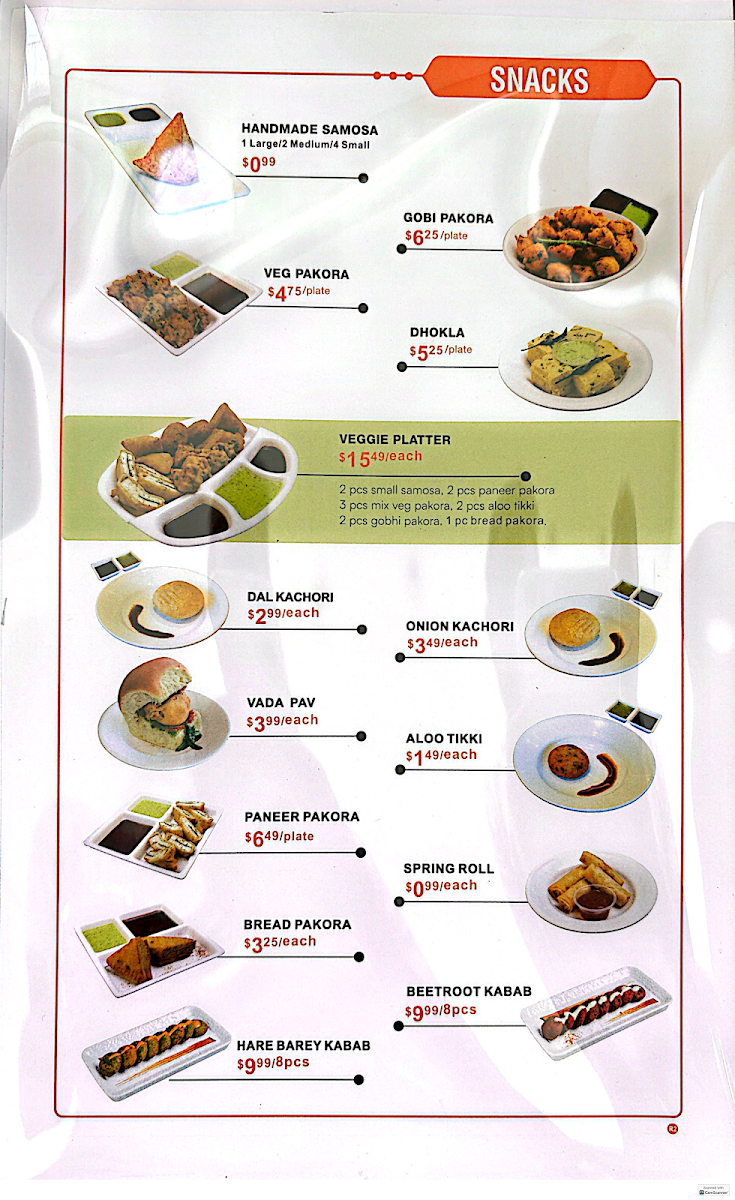 Menu, Rajdhani Sweets & Restaurant | Dundas West