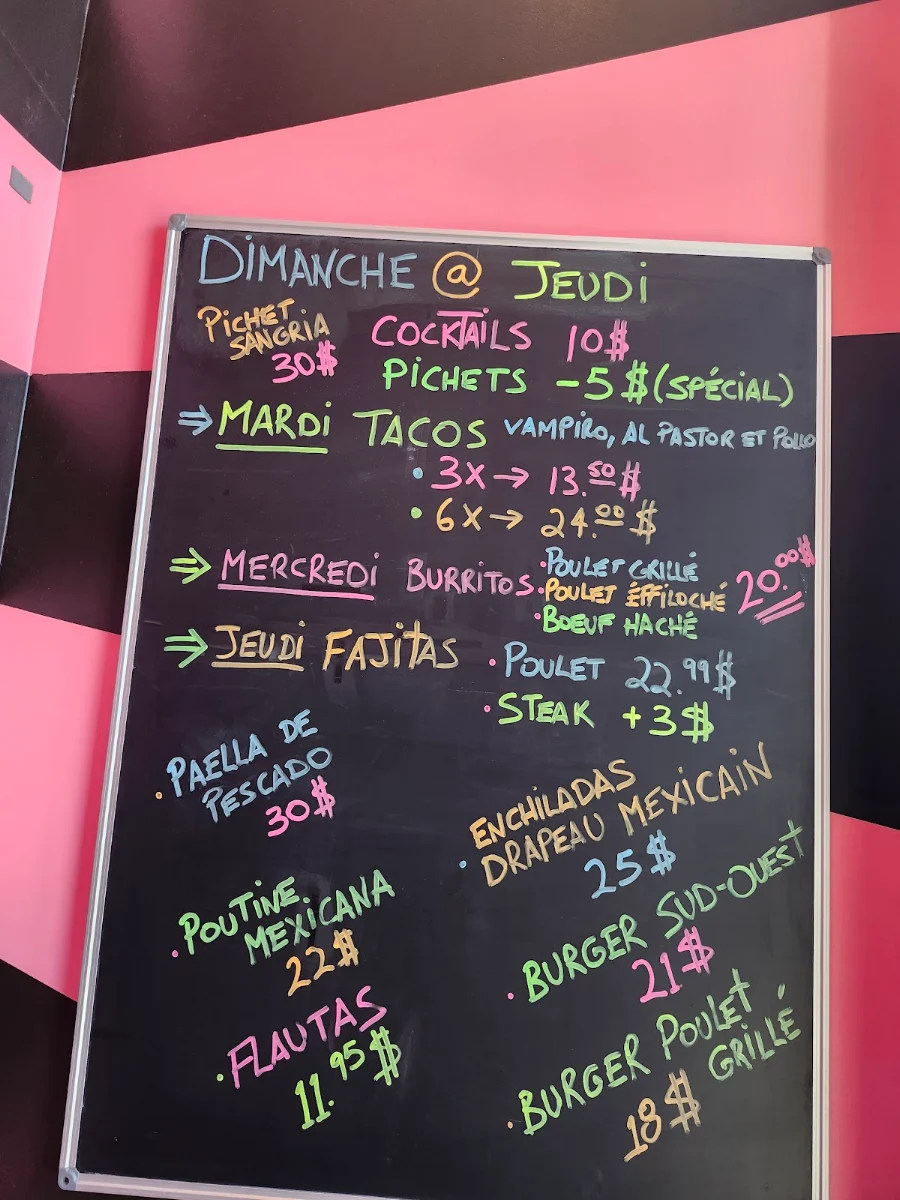 Menu, Carlos & Pepe's - Saint-Léonard