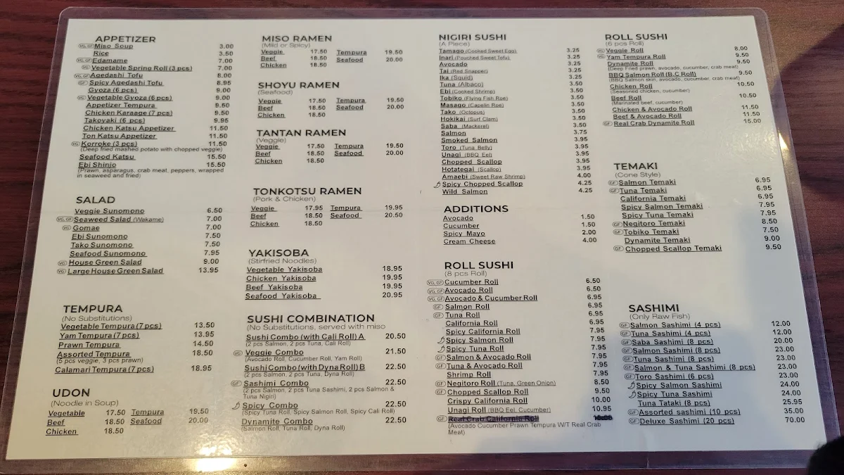 Menu, Mii Sushi & BBQ