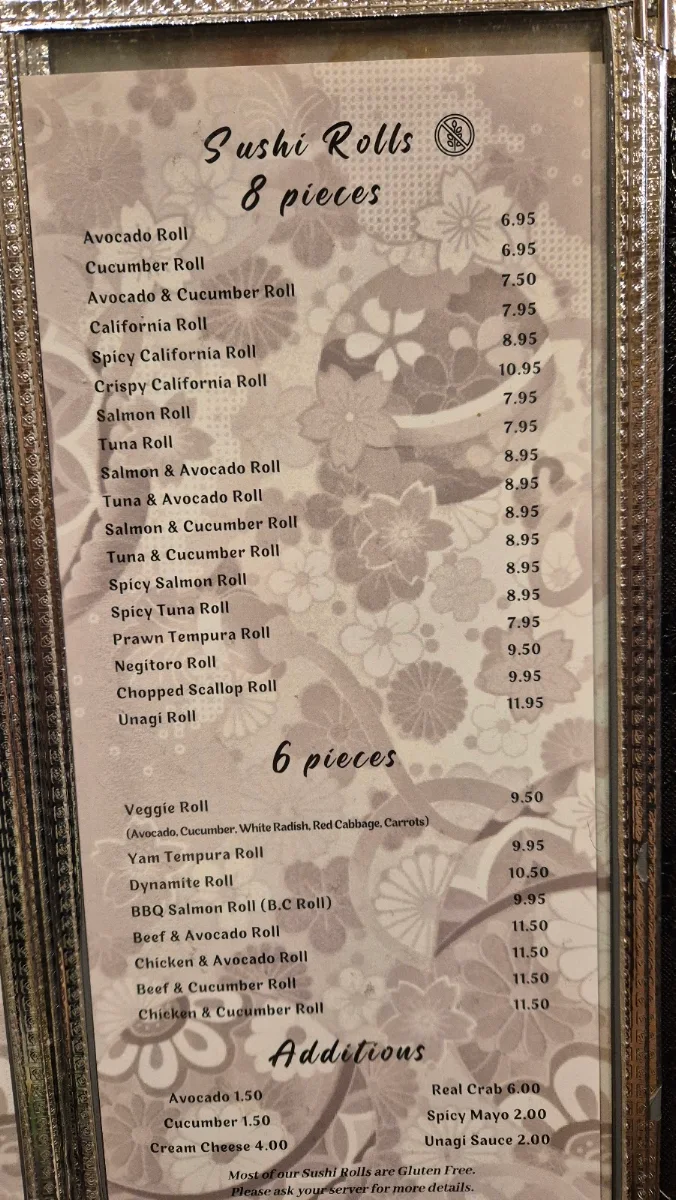 Menu, Mii Sushi & BBQ