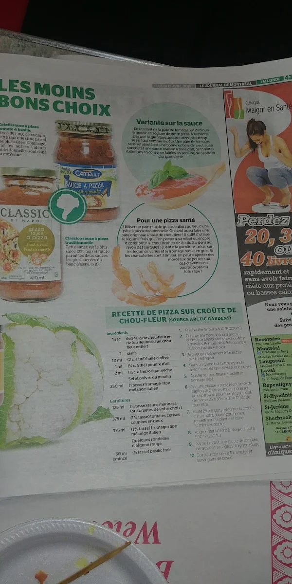 Menu, La Belle Province