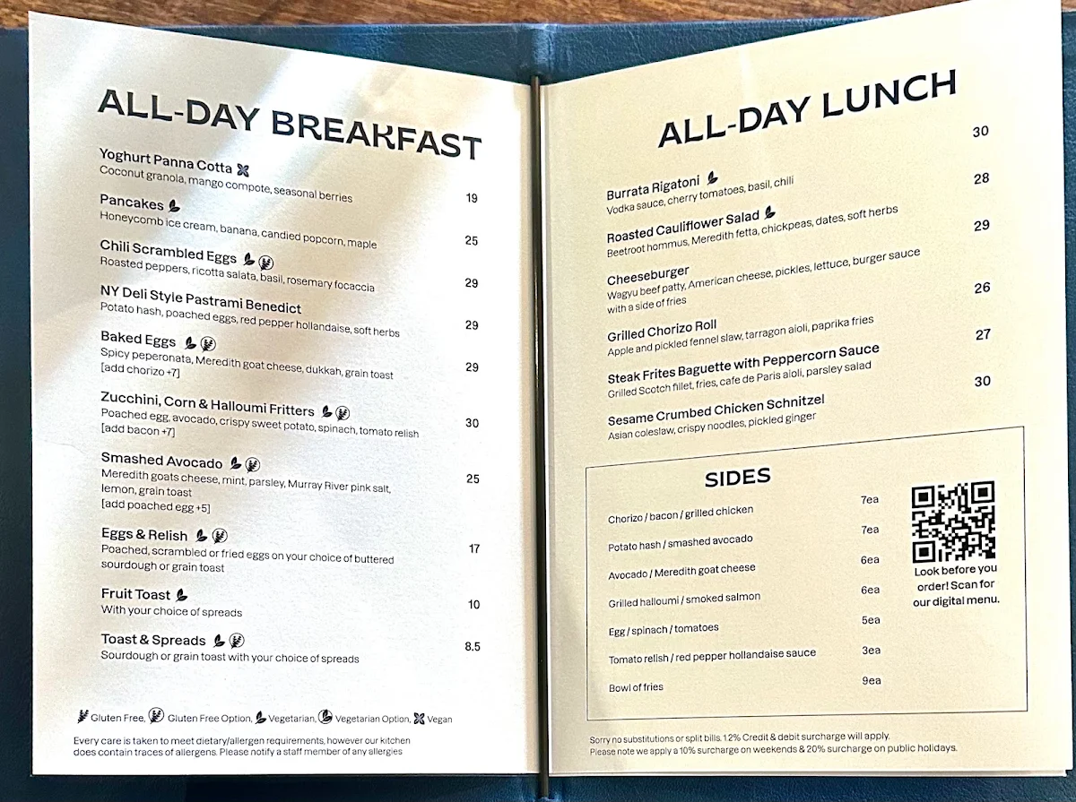 Menu, Axil Coffee Roasters Hawthorn