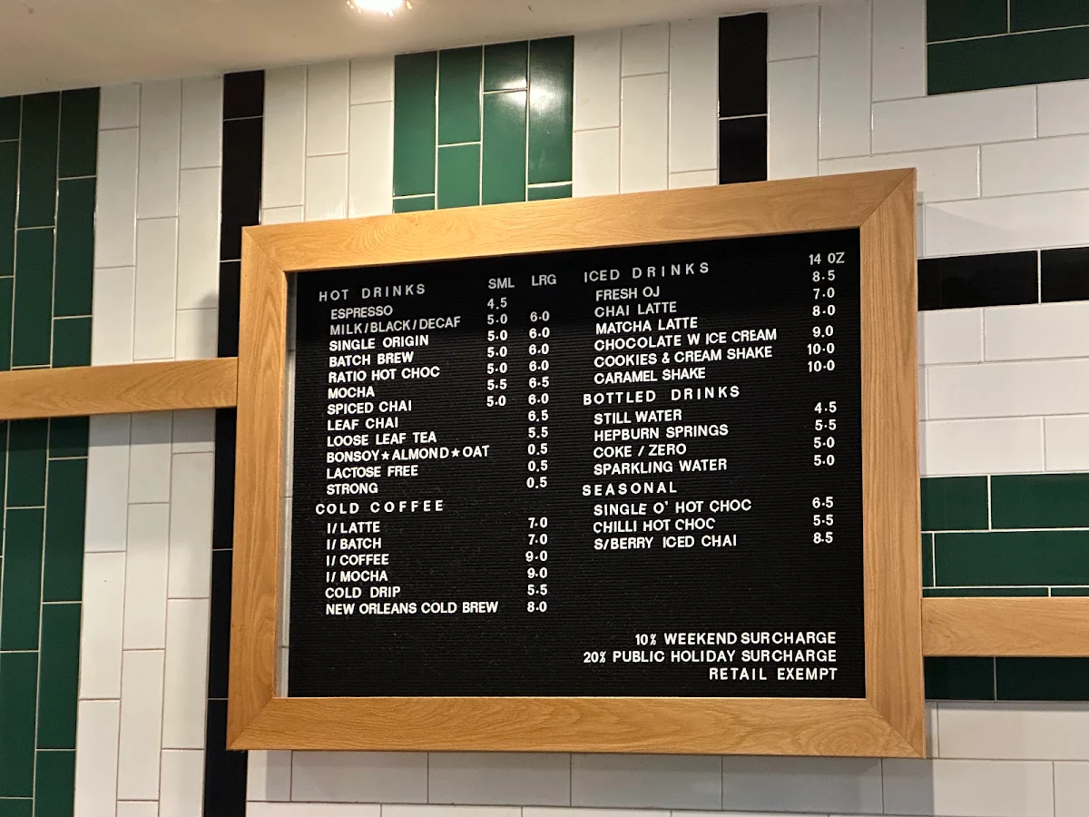 Menu, Axil Coffee Roasters Hawthorn