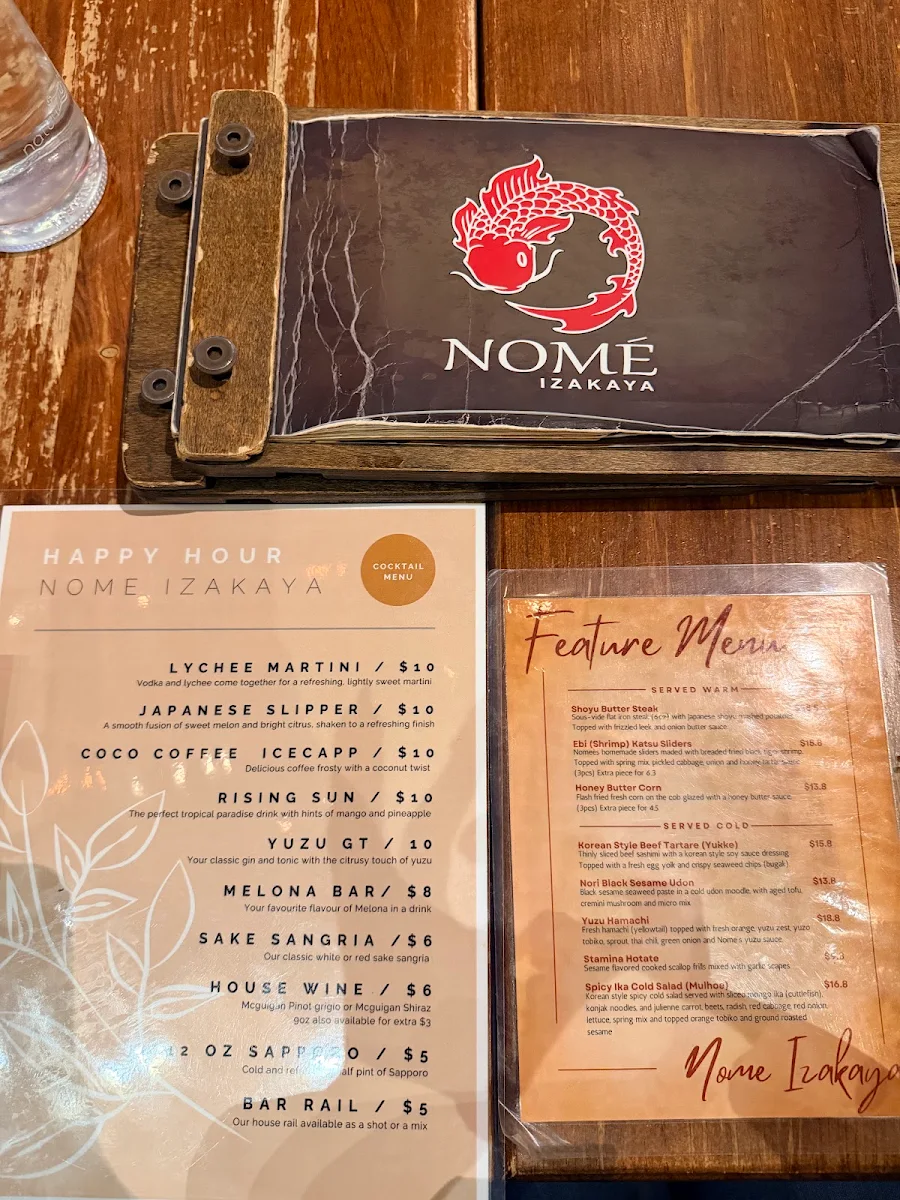 Menu, Nomé Izakaya (Don Mills)
